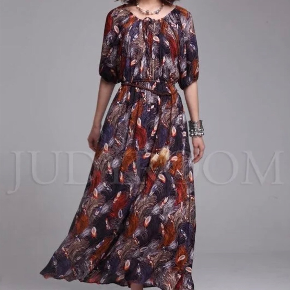 Bohemia feather maxi dress